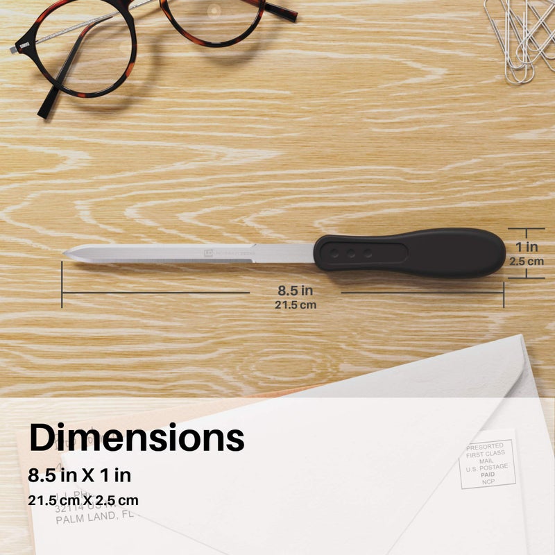 Uncommon Desks Office Letter Opener - Stainless Steel Knife-Edge Blade, Ergonomic Grip Handle (Black, 1 Pieces) - Image 5
